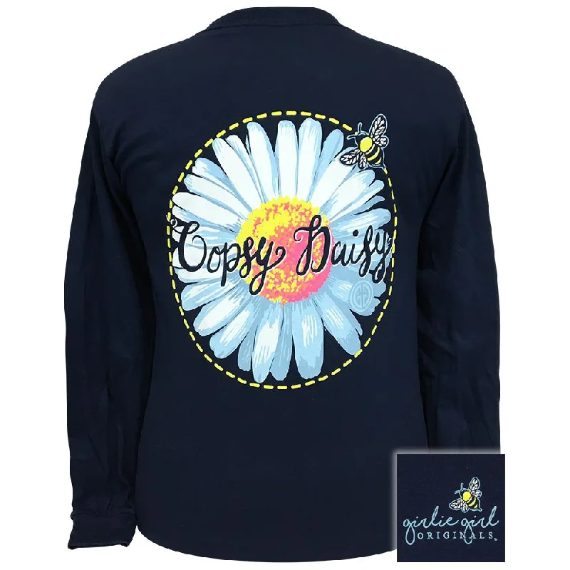 classic collared shirt for ladies -Oopsie Daisy Navy-LS 2252