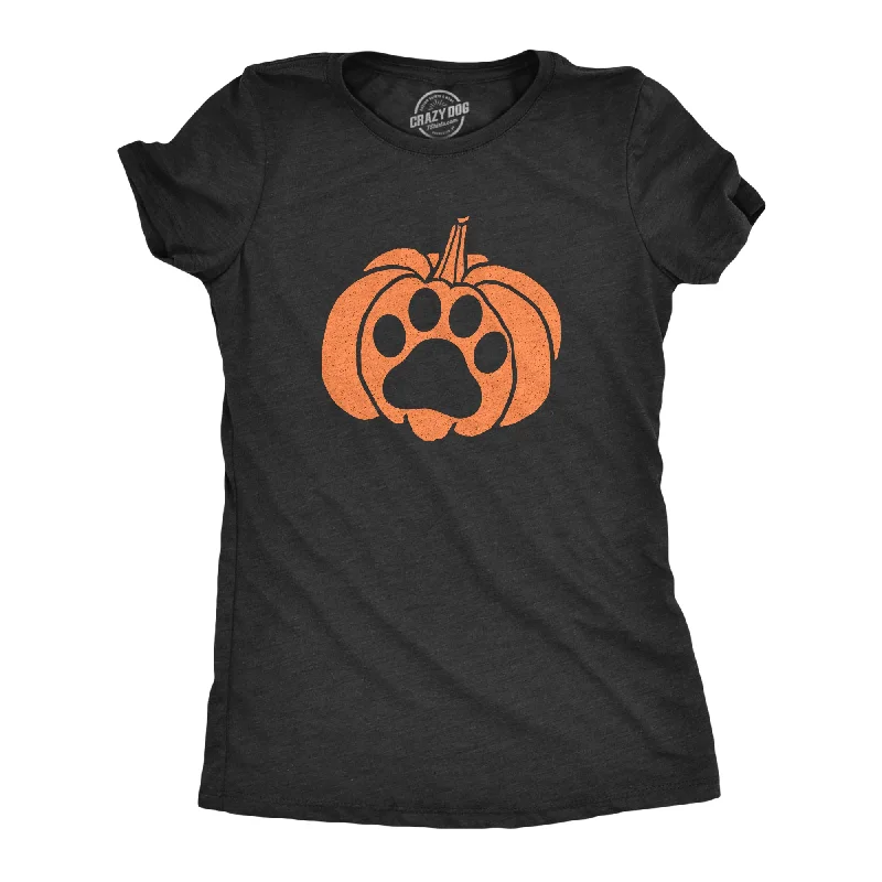 cozy ribbed sweater top for ladies -Pumpkin Paw Women's T Shirt