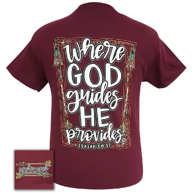 elegant embroidered top for women -He Provides-Isaiah 58:11-Maroon SS-1918