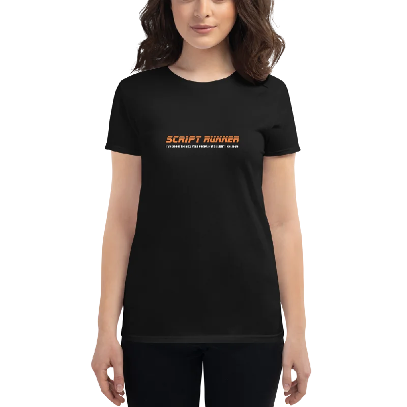 women's twist-front blouse -Women's Printed T-shirt - Adaptavist ScriptRunner Retro Design