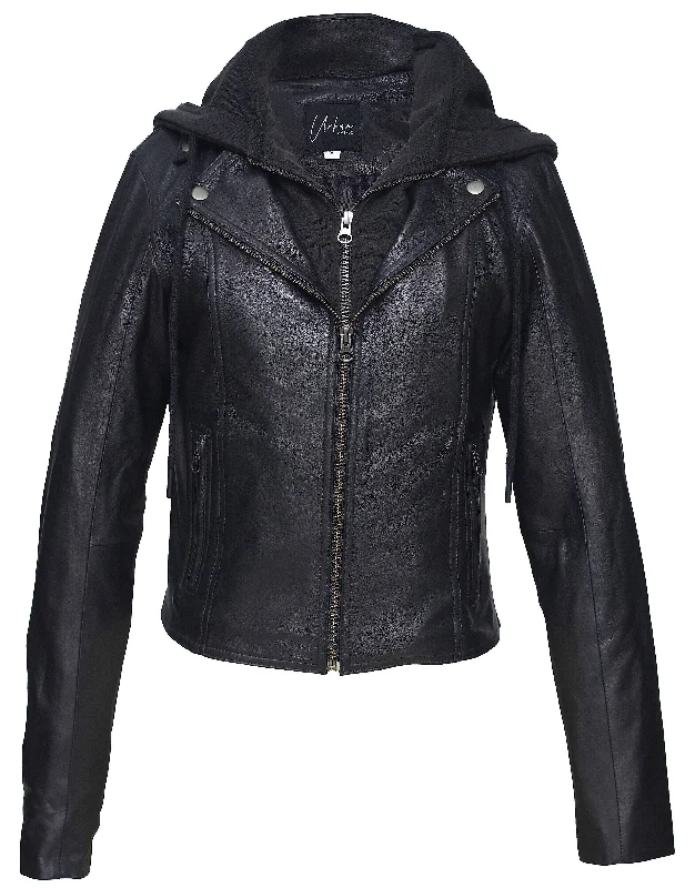 luxury designer winter coat for women -JOLLY HOODED WOMEN LEATHER JACKET