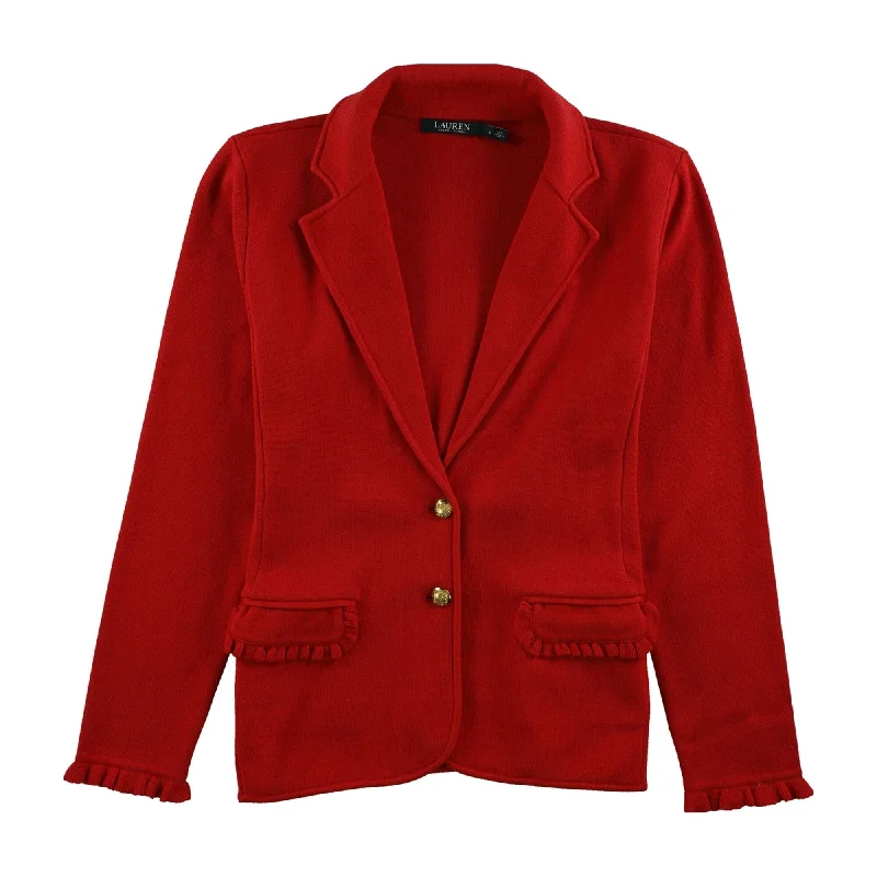 ladies' lightweight anorak coat -Ralph Lauren Womens Ruffle-Trim Jacket, Red, Large