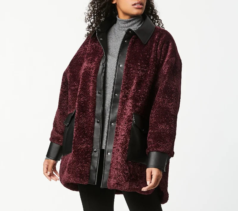 women's elegant cape coat -Fur Shacket