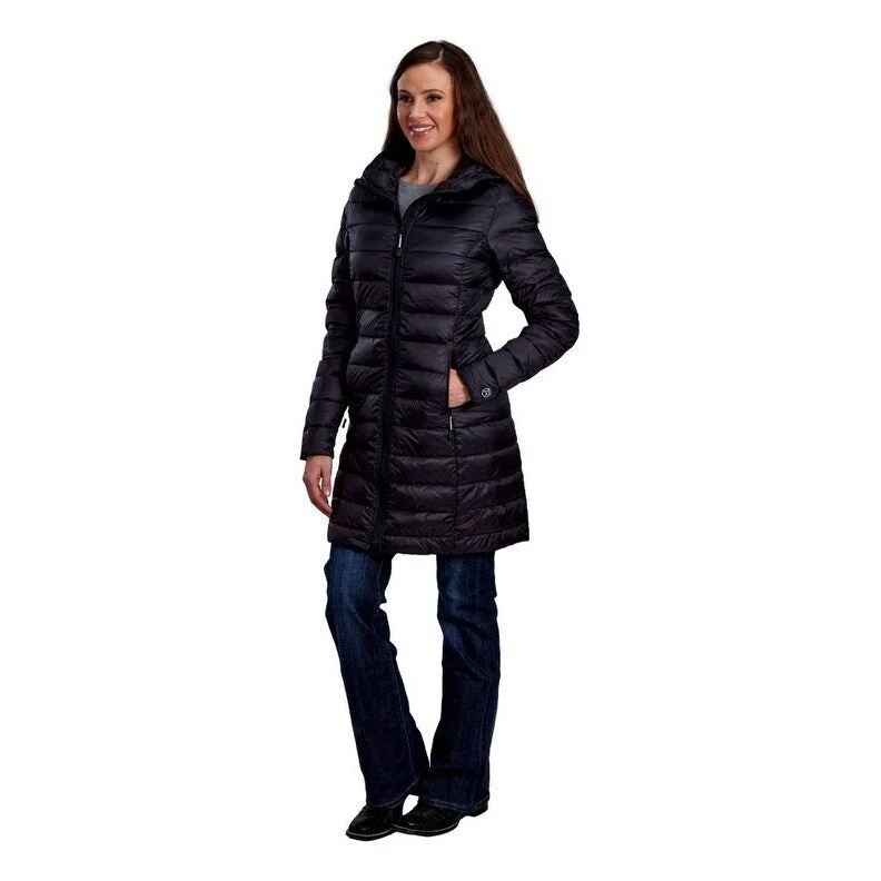 women's reversible coat -Roper Western Jacket Womens Long Quilted Zip Black 03-098-0693-6007 BL