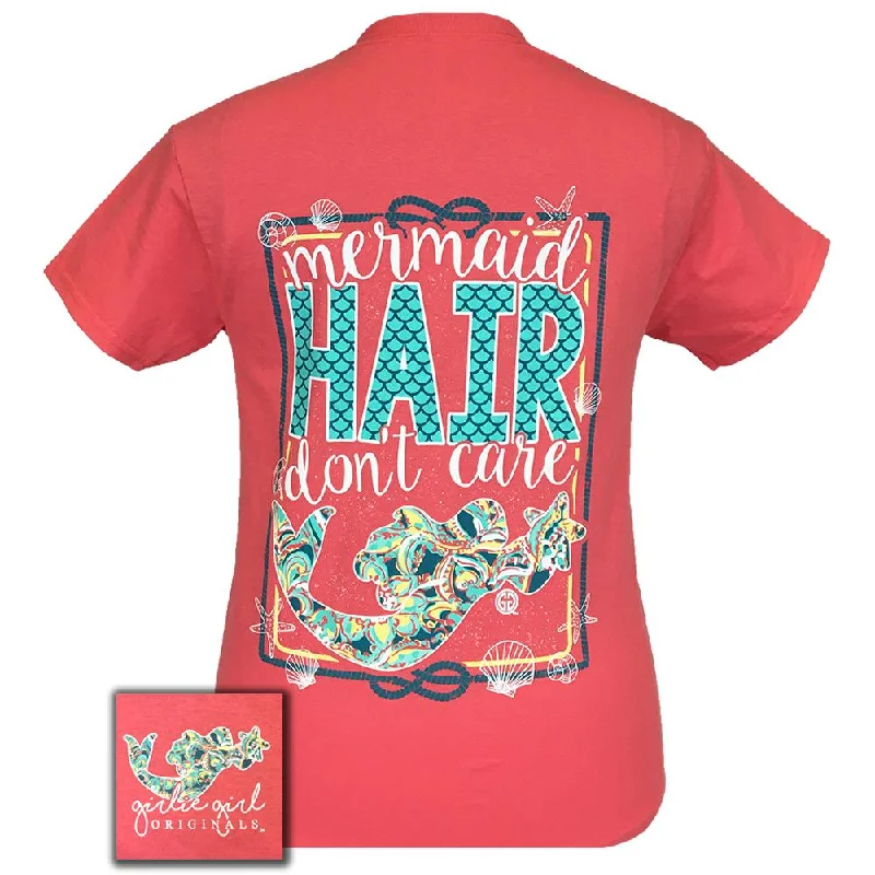 oversized cotton tee for women -Mermaid Hair-Coral Silk SS-1515