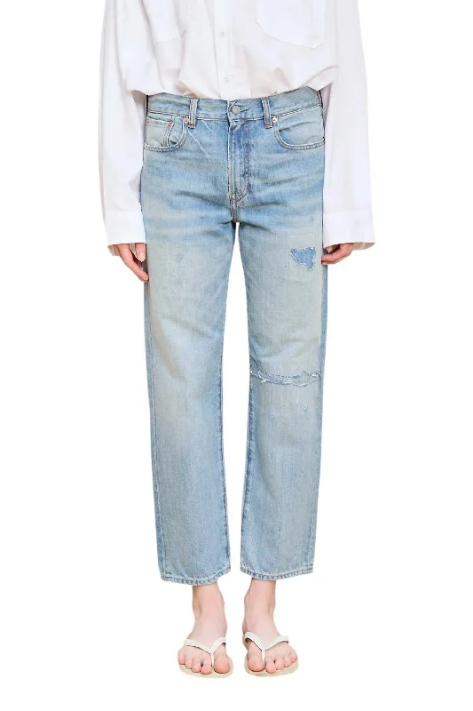 women's ripped high-waisted denim -Lindsay Slim Boyfriend Jeans In Jinx