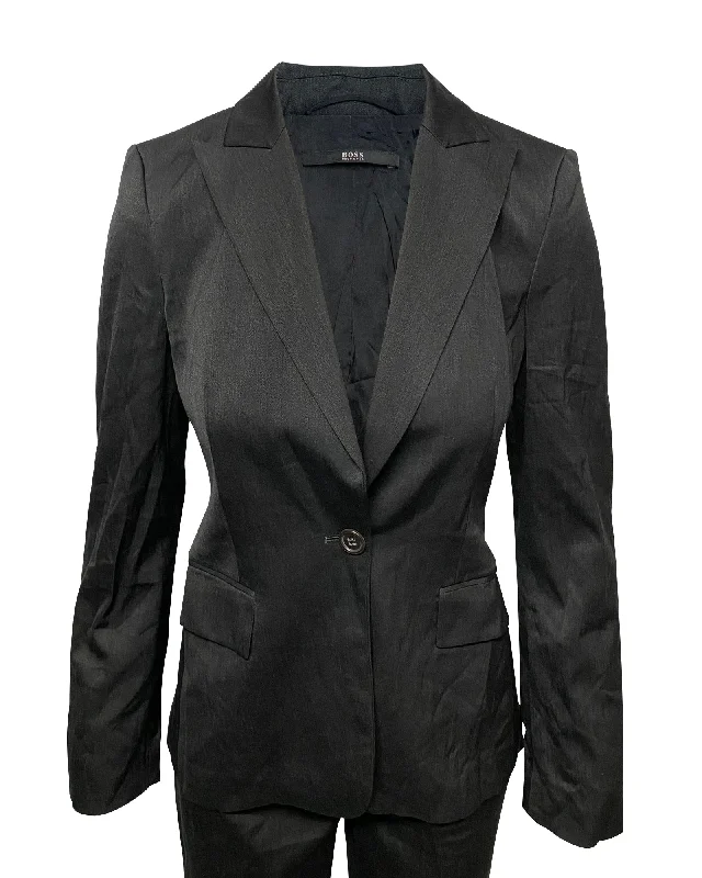 soft touch sherpa coat for women -Hugo Boss Blazer Jacket in Black Wool