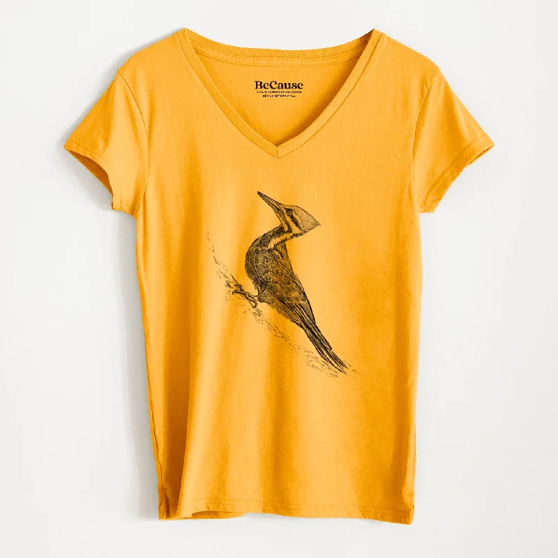 ladies' lightweight summer top -Pileated Woodpecker - Dryocopus pileatus - Women's 100% Recycled V-neck