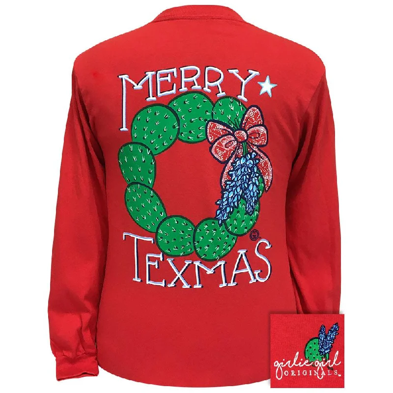 women's sophisticated lace tunic -Merry Texmas-Red LS-2328