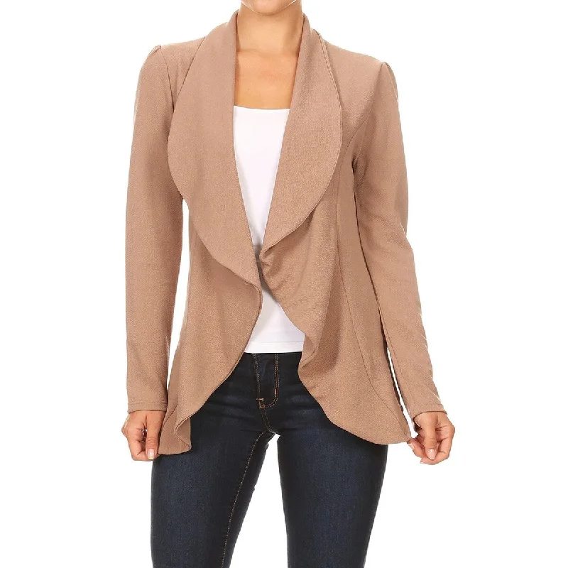 ladies' wool overcoat -Women's Casual Solid Long Sleeve Loose Fit Open Blazer Jacket