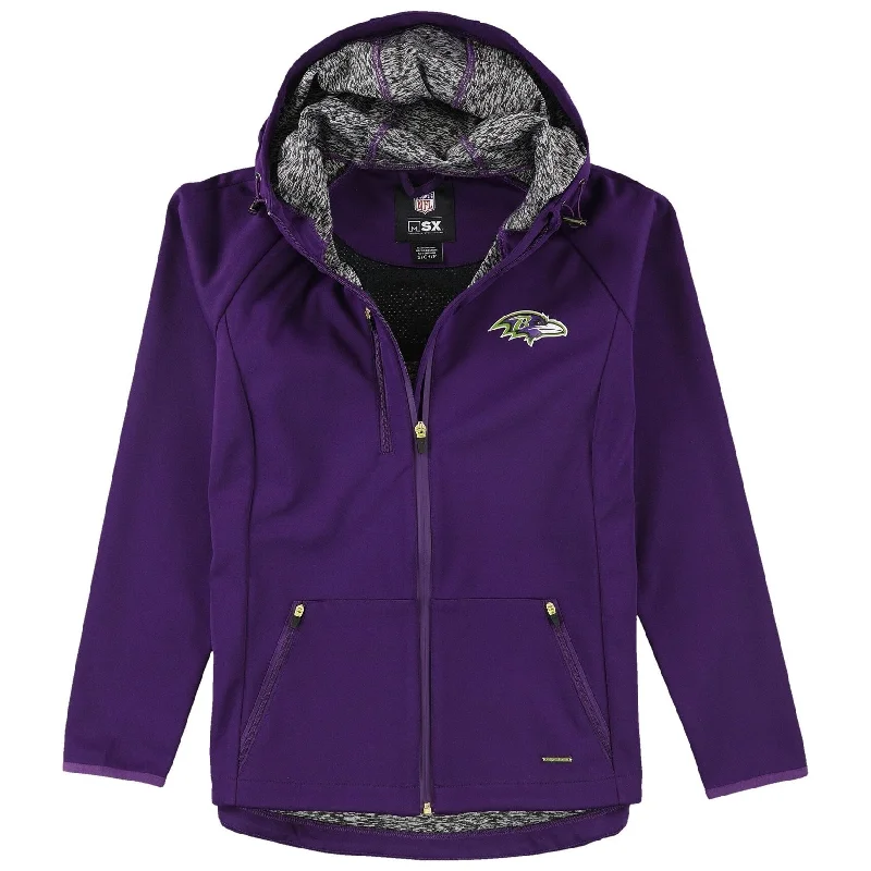 ladies' longline puffer coat -G-III Sports Womens Baltimore Ravens Jacket, Purple, Small