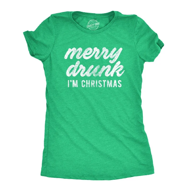 classic polo collar blouse for women -Merry Drunk I'm Christmas Women's T Shirt