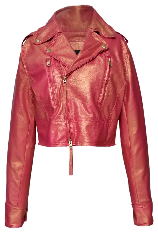 lightweight packable jacket for women -CLASSIC MOTO NOVELTY WOMEN LEATHER JACKET