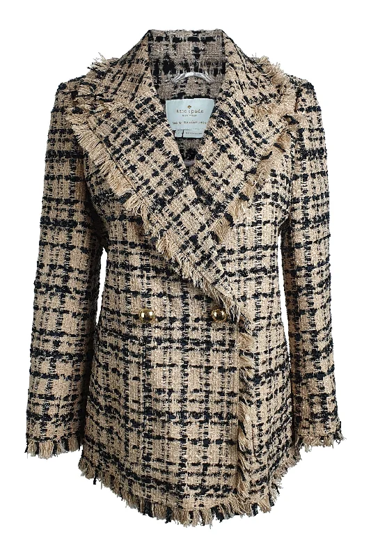 ladies' waterfall drape coat -KATE SPADE New York Bi Colour Heart It Tweed Blazer (US 04 | UK 08)