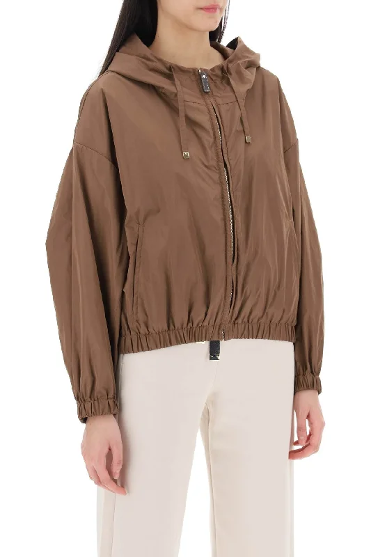 ladies' long hooded winter coat -Max Mara The Cube Technical Taffeta Hooded Jacket