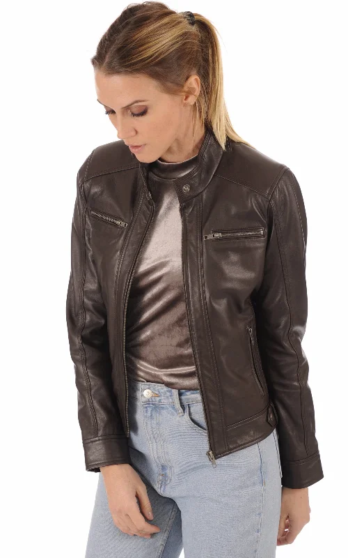 ladies' lightweight anorak coat -Josephine Women's Jacket Real Leather #1139