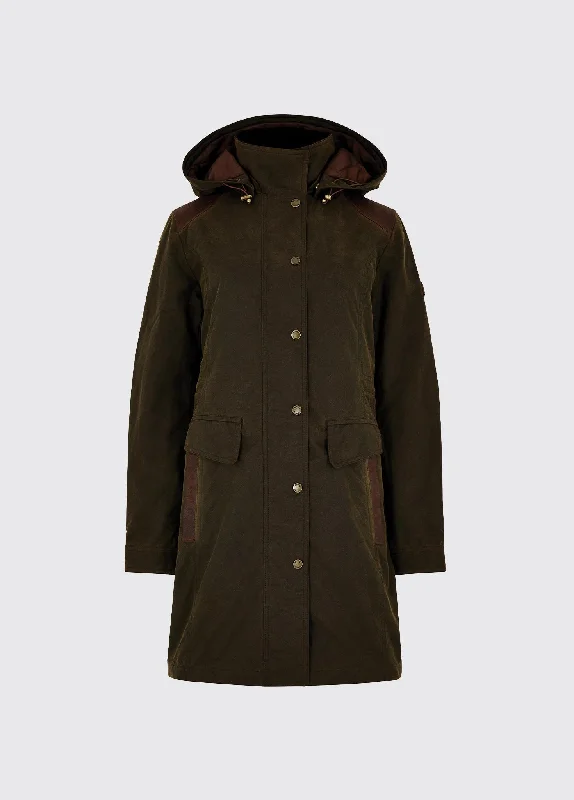 ladies' sporty windbreaker -Blacklion Ladies Waxed Cotton Jacket - Olive