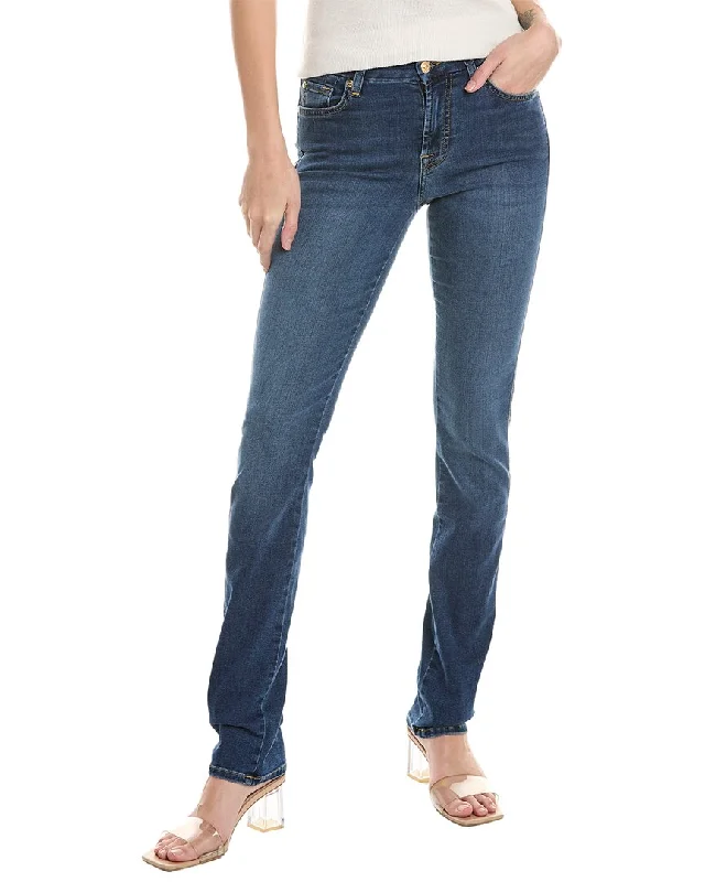 women's wide-leg high-rise jeans -7 For All Mankind Kimmie New Luxe Duc Form Fitted Straight Leg Jean