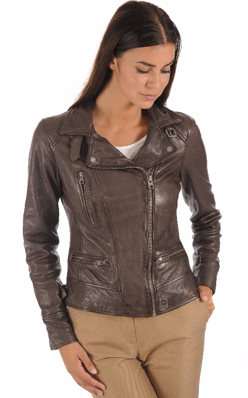 cropped wool blazer for women -Makayla Women's Jacket Real Leather #1100