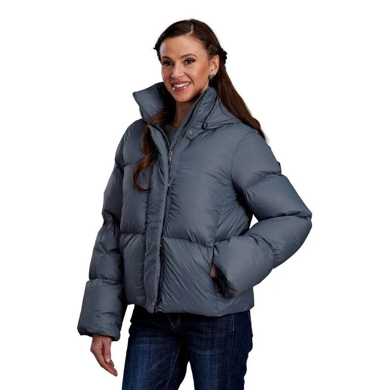 oversized women's coat -Roper Western Jacket Womens Puffer Quilted Blue 03-098-0693-6006 BU