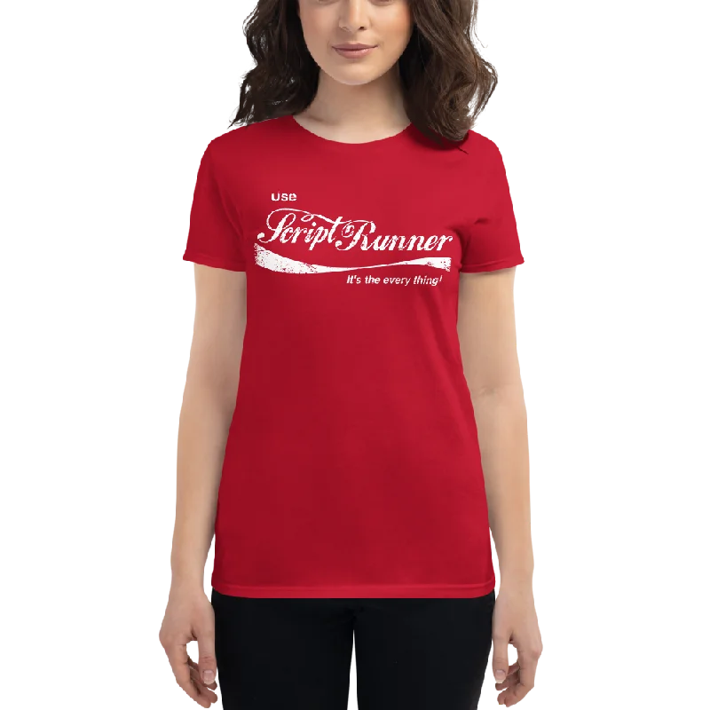 comfortable bamboo fabric top for women -Women's Adaptavist ScriptRunner Cola Retro Design T-Shirt MC