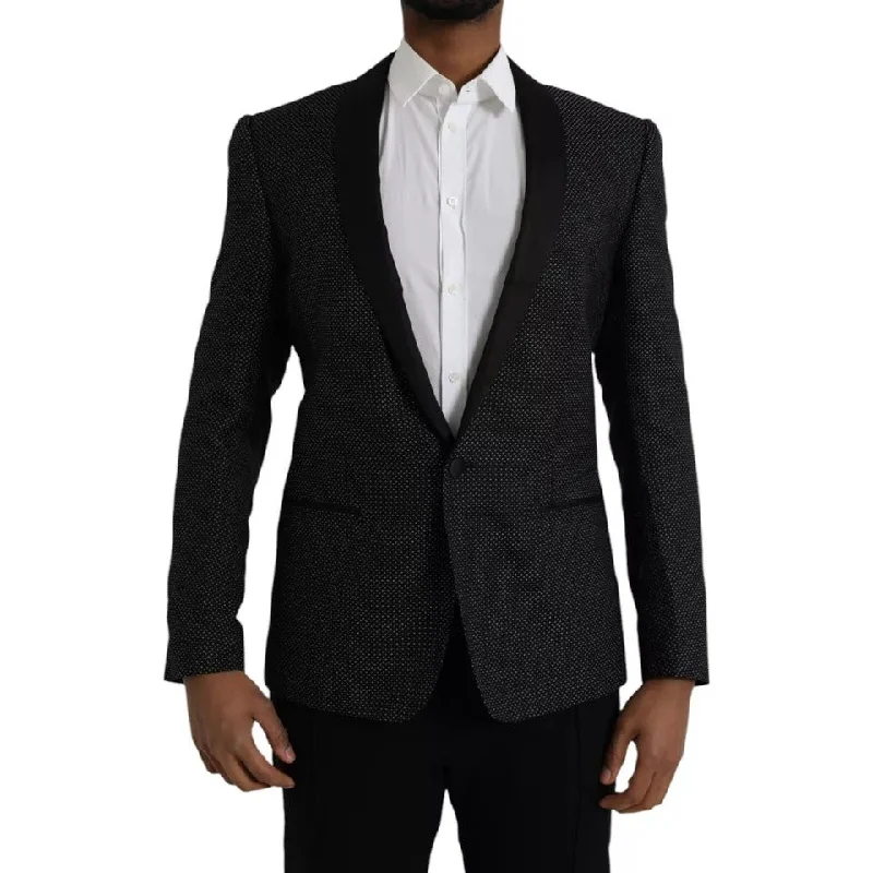 chic oversized blazer for women -Dolce & Gabbana  Jacquard MARTINI Single Breasted Coat Men's Blazer