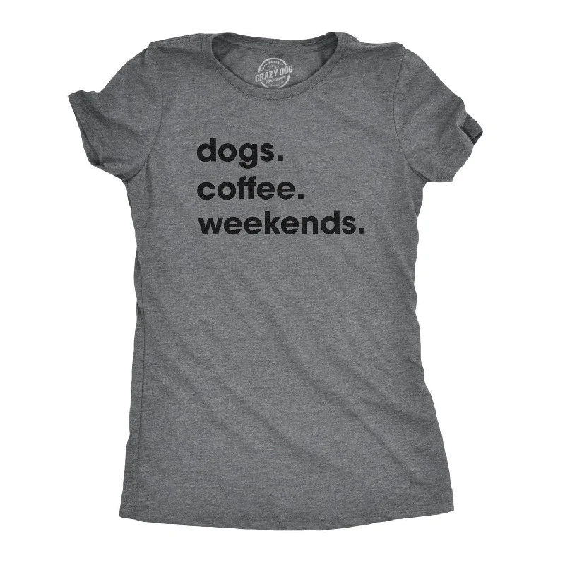 stylish wrap top for ladies -Dogs Coffee Weekends Women's T Shirt