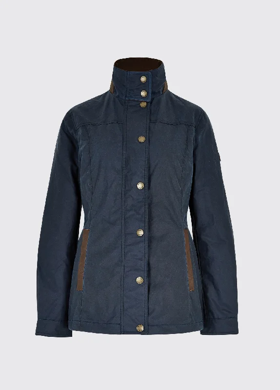 women's stylish blazer -Mountrath Ladies Waxed Cotton Jacket - Ocean Blue