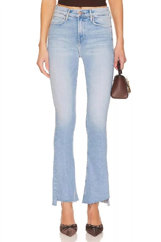 ladies' straight-cut denim jeans -The Runway Step Fray Jeans In California Cruiser