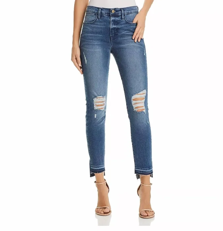 women's tapered denim jeans -Le High Skinny Jeans In Hermitage