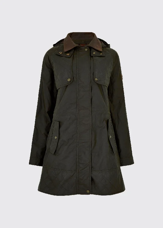 women's elegant cape coat -Radford Ladies Waxed Cotton Jacket - Verdigris