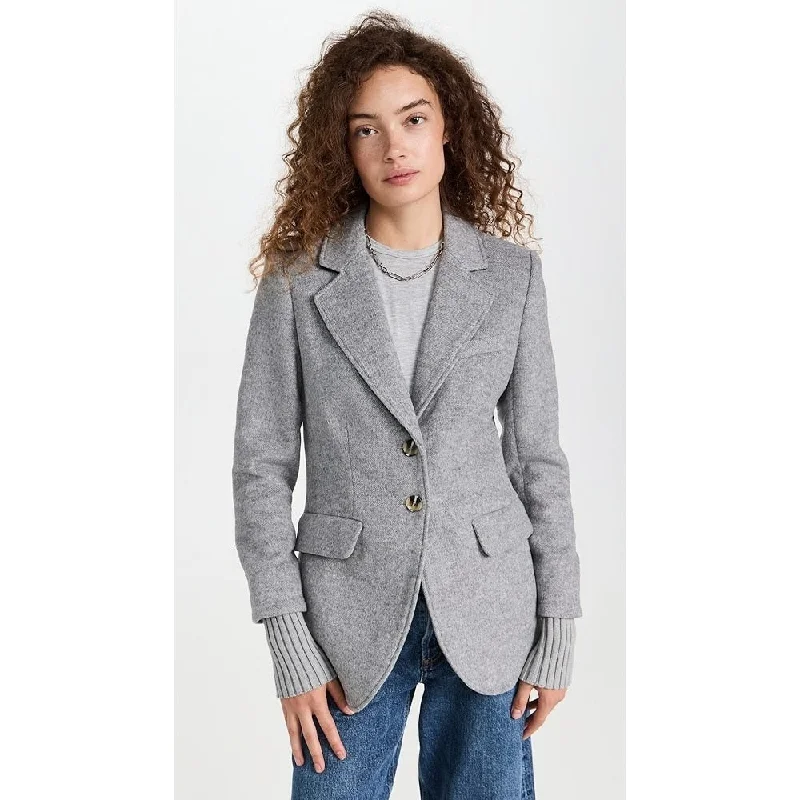 trendy plaid coat for women -Favorite Daughter Women's The City Blazer Forest Grey