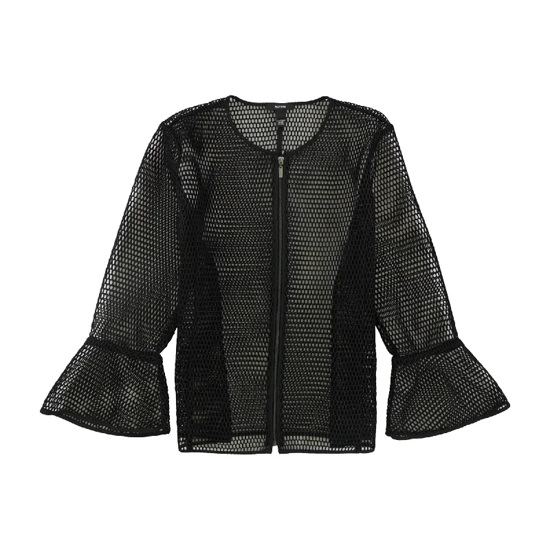 women's slim fit blazer -Alfani Womens Sheer Mesh Jacket, Black, Large