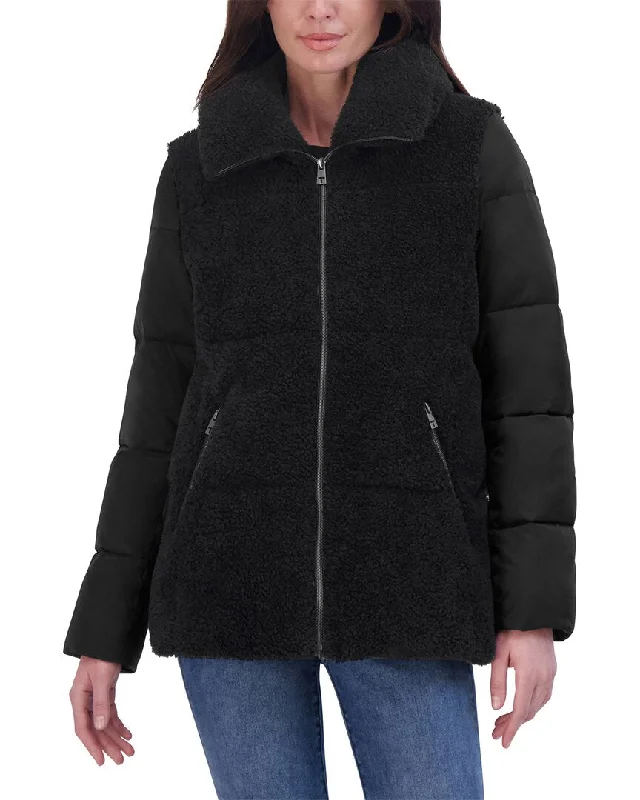 women's faux fur-lined parka -Tahari Puffer Coat