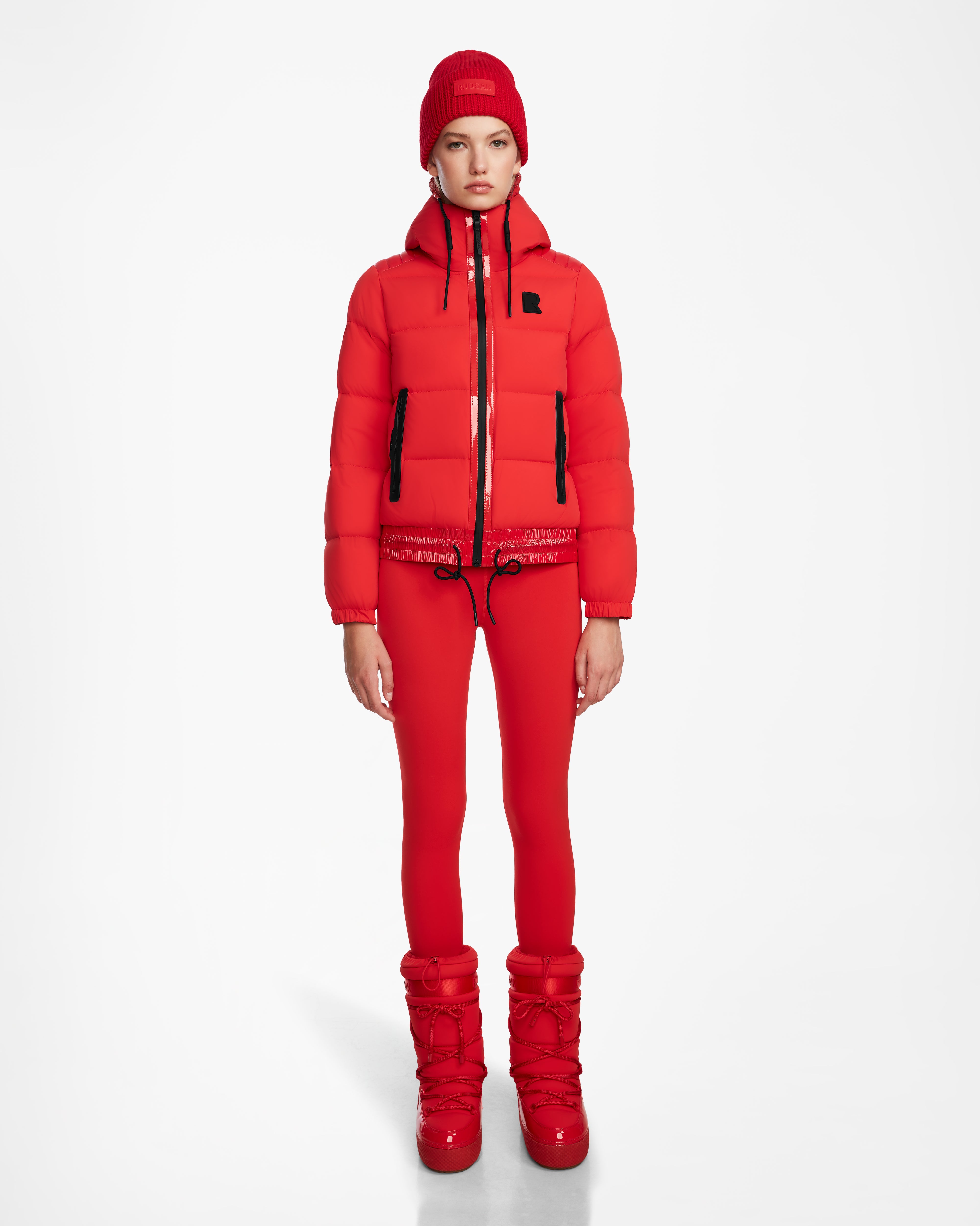 ladies' longline puffer coat -DANI M - 8124539 Flame Red