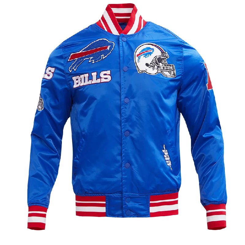 women's bohemian style kimono jacket -NFL BUFFALO BILLS MASH UP SATIN JACKET (ROYAL/RED)