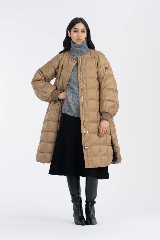 ladies' longline puffer coat -QUILTED COAT LUA WITH SCARF