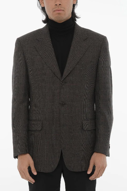 classic women's wool coat -Corneliani Cc Collection Virgin Wool Blazer With District Check Motif