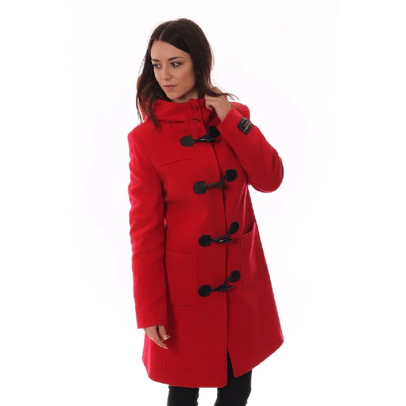 fitted wool blend coat for women -Women's Cashmere Duffle Coat in Red