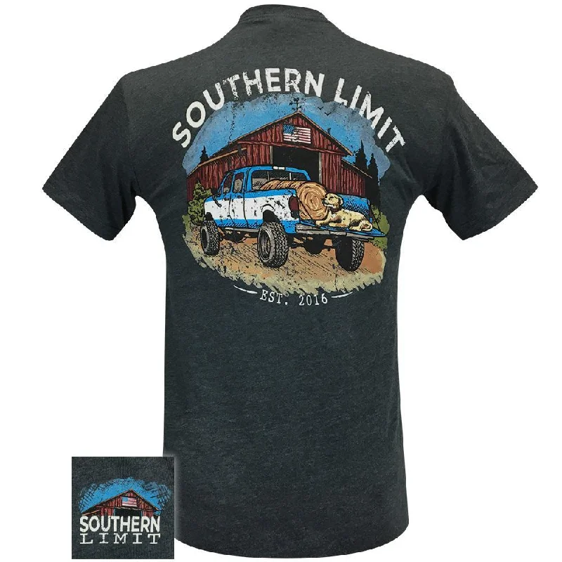 chic asymmetrical top for women -Southern Limit Truck and Barn Charcoal SS-72