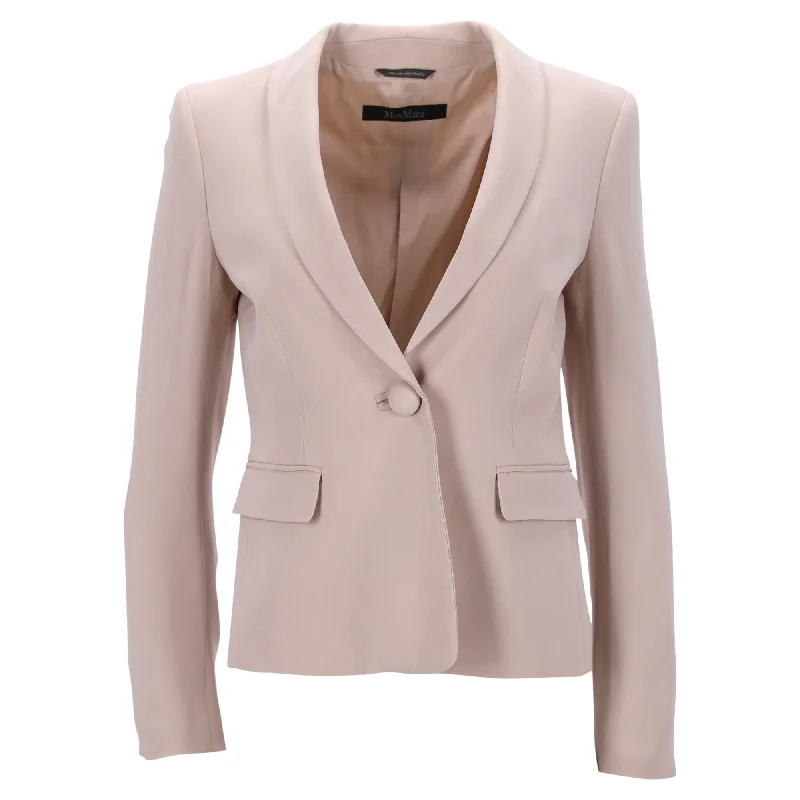 ladies' fur-lined jacket -Max Mara Single-Breasted Blazer in Cream Beige Wool