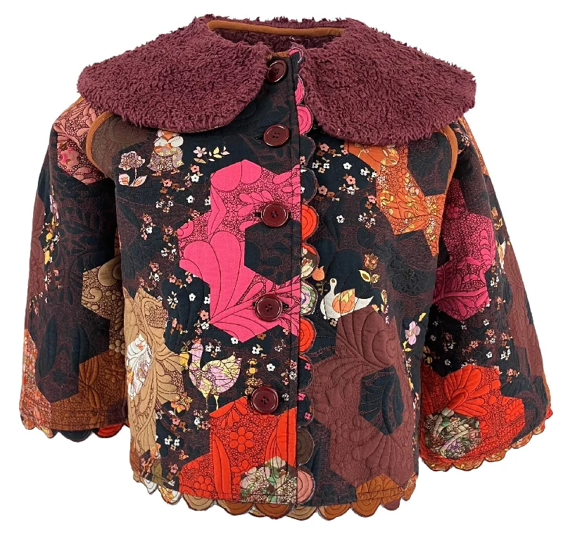 ladies' quilted coat -MANOUSH Quilted Jacket in Brown Multi