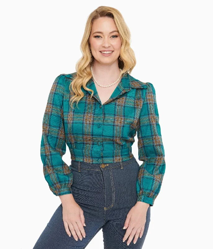 chic oversized blazer for women -Green Plaid Rosie Bomber Jacket