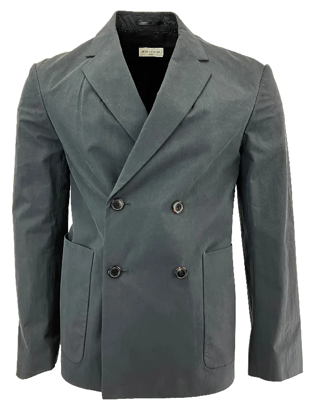 warm alpaca wool coat for ladies -Dries Van Noten Barleys Jacket in Grey