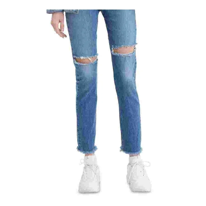 women's distressed mom jeans -Levi's Women's 501 Skinny Jeans Blue Size 27