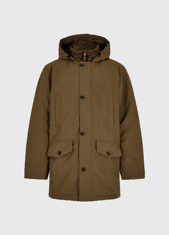 double-layered long coat for women -Urlingford Down Parka Jacket - Breen