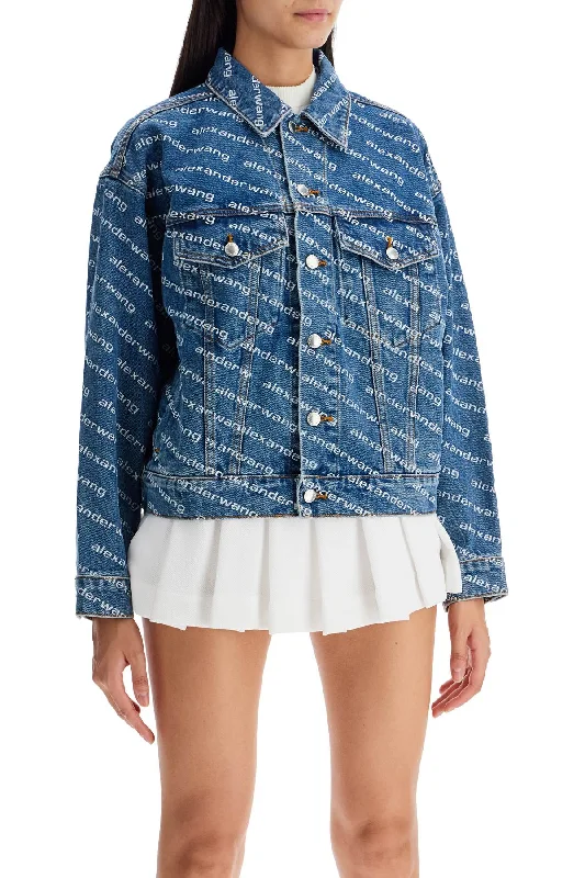 women's double-breasted coat -Alexander Wang Denim Logoed Jacket