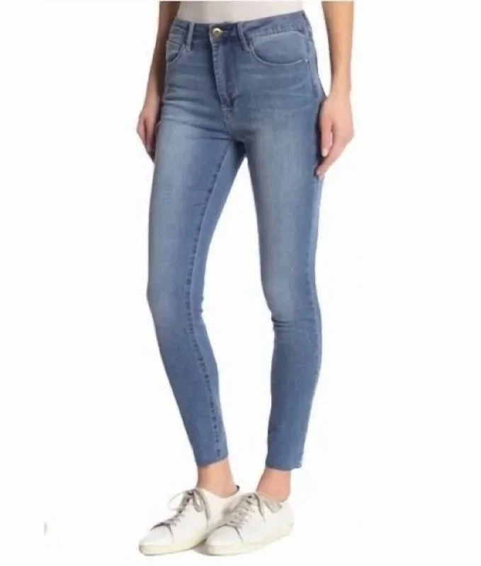 ladies' ripped boyfriend-style jeans -Heather Super Soft Skinny Fit Jeans In Blue