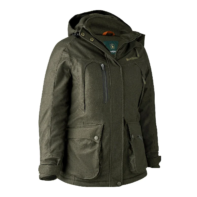 classic trench raincoat for women -Deerhunter Lady Raven Winter Jacket - Elmwood Green (392)