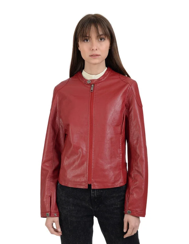 stylish longline coat for women -LEE Women's Leatherette Jacket